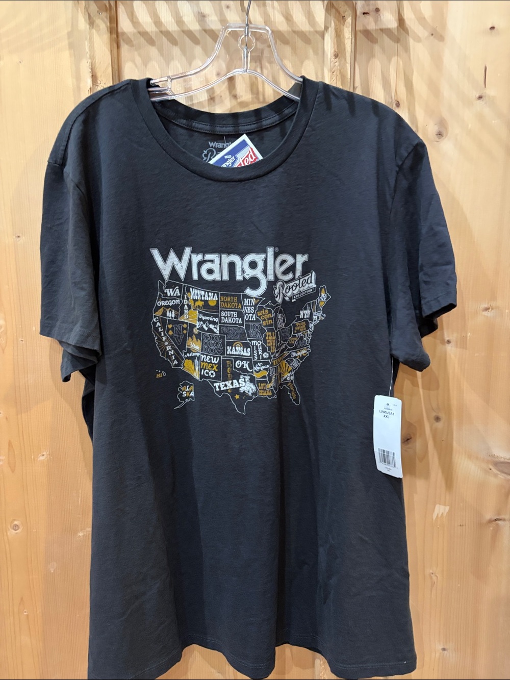 Wrangler Black Short-Sleeve Tee with USA Map Graphic
